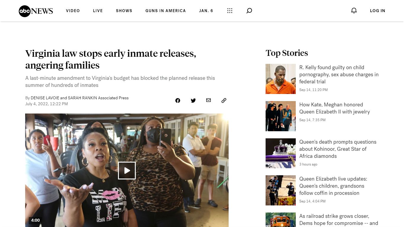 Virginia law stops early inmate releases, angering families